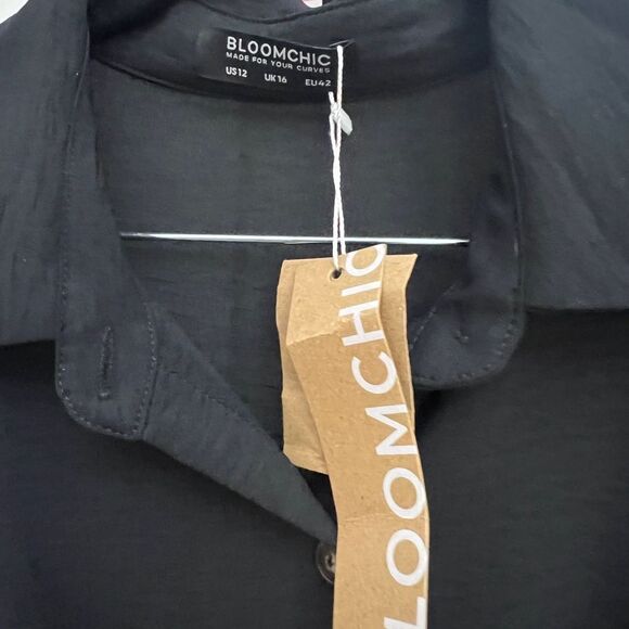 BloomChic Black and Purple Striped Midi Dress - Picture 4 of 6